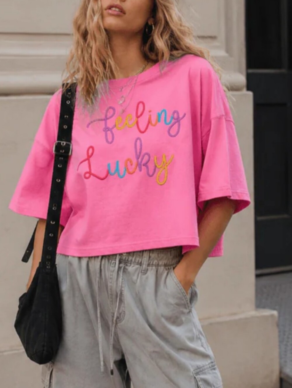 Peach Love California Pink "Feeling Lucky" Short Sleeve Tee